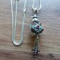 Armenian Sterling Silver Pomegranate Perfume Bottle-Flask Necklace with Pomegranate Seeds Stones