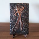 Vintage Embossed Copper Wall Decoration of an Armenian woman carrying a basket of grapes