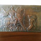 Vintage Embossed Copper Wall Decoration of The Legend of King Artashes and Satenik