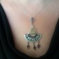 Semi-Circle Agate Triangle Petroglyphs Armenian Pendant Garnet Drop Sterling Silver