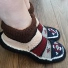 Armenian Handmade Knitted Booties, Moccasins Booties, Women Winter Slippers