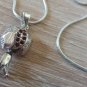 Armenian Pomegranate Necklace with Red Zircon Stones, Silver Pomegranate Necklace