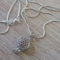 Armenian Pomegranate Necklace with Red Zircon Stones, Silver Pomegranate Necklace