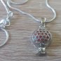 Armenian Pomegranate Necklace with Red Zircon Stones, Silver Pomegranate Necklace