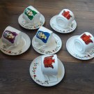 Armenian Tea Cups Set, Armenian Taraz and Pomegranate Cups, Armenian Style Tea Cups