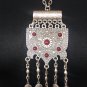 Silver Plated Sun Drop Coin Pomegranate Necklace, Sun Armenian Necklace with Pomegranate Stone