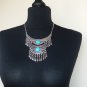 Moon Turquoise Tears Leaf Drop Statement Necklace, Armenian Drop Necklace