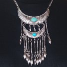 The Two Moon Turquoise Leaf Tears Drop Statement Necklace, Armenian Tears Drop Necklace