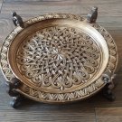 Decorative Armenian Beech Carved Serving Display Stand, Decorative Eternity and Endless Knot Dish