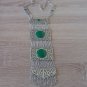 Long Silver Plated Rectangular Chain Chrysolite Statement Necklace