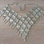 Armenian Silver Plated Diamonds Statement Necklace, Ethnic Diamond Statement