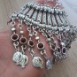 Silver Plated Half Moon Pomegranate Drop Coin Statement Necklace, Armenian Pomegranate Necklace