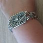 Silver Plated Flowery Armor Link Bracelet, Armenian Bracelet, Ethnic Tribal Bracelet