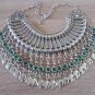 Half Moon Pomegranate Drop Coin Statement Necklace, Armenian Pomegranate Necklace