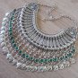 Half Moon Pomegranate Drop Coin Statement Necklace, Armenian Pomegranate Necklace