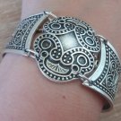 Silver Plated Curved Shaped Armor Link Bracelet, Armenian Bracelet, Ethnic Tribal Bracelet