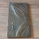 Vintage Embossed Copper Wall Decoration of the Portrait of an Armenian Woman Praying