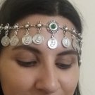 Tigran the Great Forehead Chrysolite Button Silver Plated Drop, Armenian Headpieces Drop