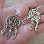 Armenian Dangle Drop Earrings with Pomegranate Seed Stone, Ethnic Drop Earrings
