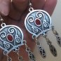 Armenian Dangle Drop Earrings with Pomegranate Seed Stone, Ethnic Drop Earrings