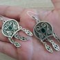 Armenian Dangle Drop Earrings with Chrysolite Stone, Ethnic Drop Earrings