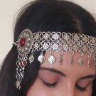 Pomegranate Forehead Flowery Silver Plated Drop, Armenian Headpieces Drop, Pomegranate Forehead