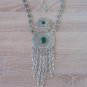 Pagan Sun Drop Coin Statement Necklace, Sun Armenian Necklace with Chrysolite Stones