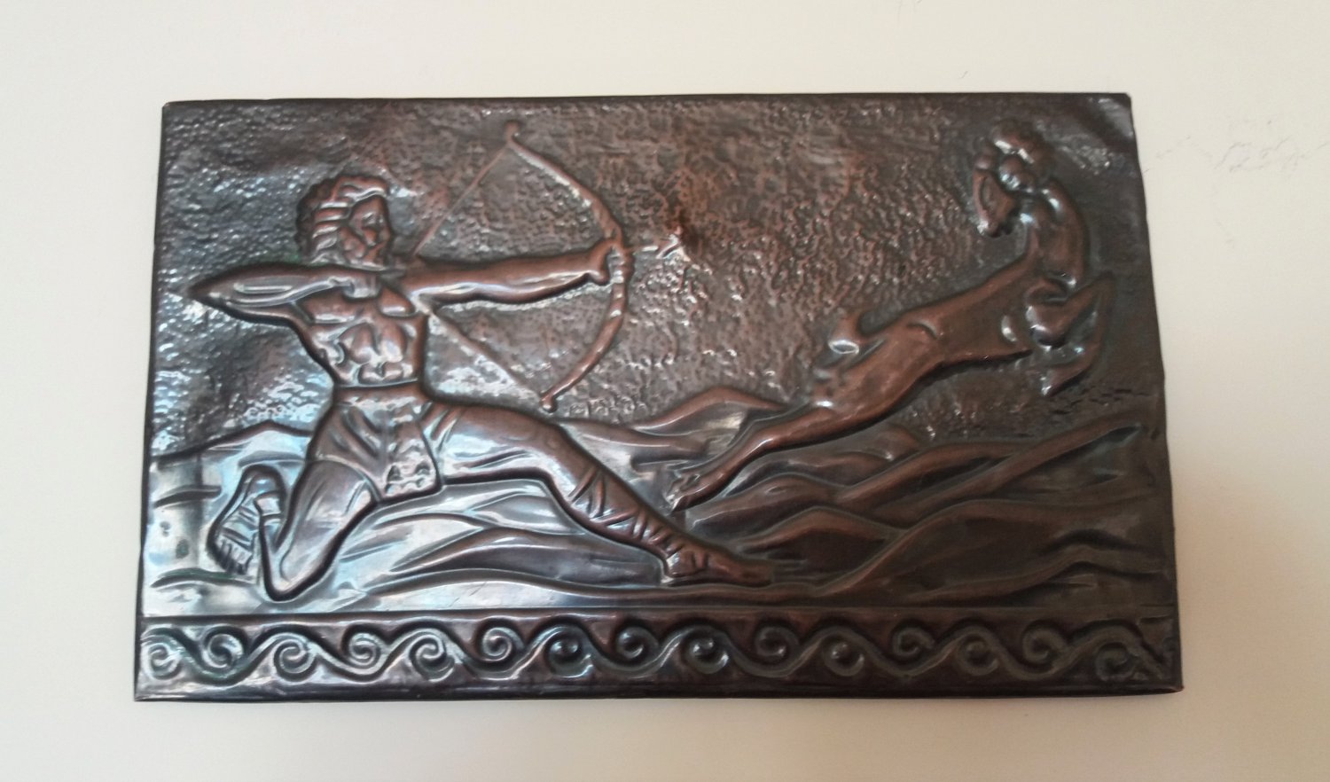 Vintage Embossed Copper Wall Decoration of Hayk, Armenian Legendary Patriarch
