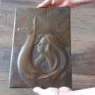 Vintage Embossed Copper Wall Decoration of the Portrait of an Armenian Woman and a Deer