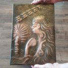 Vintage Embossed Copper Wall Decoration of the Portrait of an Armenian Woman and a Candle