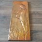 Vintage Embossed Copper Wall Decoration a Boy Playing the Flute Keeping Animals