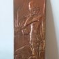 Vintage Embossed Copper Wall Decoration a Boy Playing the Flute Keeping Animals