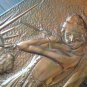 Vintage Embossed Copper Wall Decoration a Boy Playing the Flute Keeping Animals
