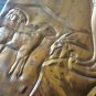 Vintage Embossed Copper Wall Decoration a Boy Playing the Flute Keeping Animals