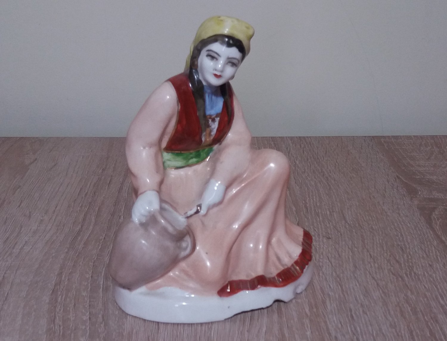 The Girl with a Jug Armenian Porcelain Figurine Vintage, Yerevan Faience Factory