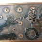 Vintage Embossed Copper Enamel Wall Decoration of Chariot Lion Hunting, Urartu King Lion Hunt