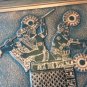 Vintage Embossed Copper Enamel Wall Decoration of Chariot Lion Hunting, Urartu King Lion Hunt