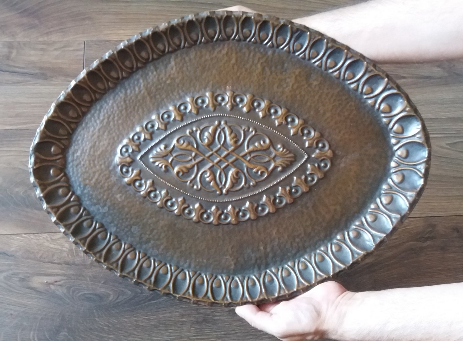 Vintage Embossed Copper Oval Tray Wall Decoration, Home Wall DÃ©cor, Wall Hanging Plate
