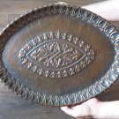 Vintage Embossed Copper Oval Tray Wall Decoration, Home Wall Décor, Wall Hanging Plate