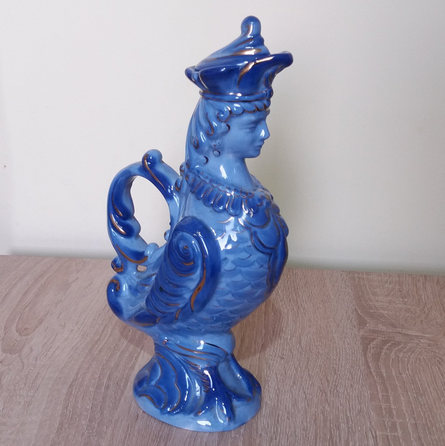 Armenian Harpie Porcelain Wine Pitcher Vintage, Yerevan Faience Factory, Armenian Soviet Porcelain