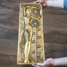 Vintage Embossed Copper Wall Decoration of the Portrait of an Armenian Woman Worshiping Sunflowers