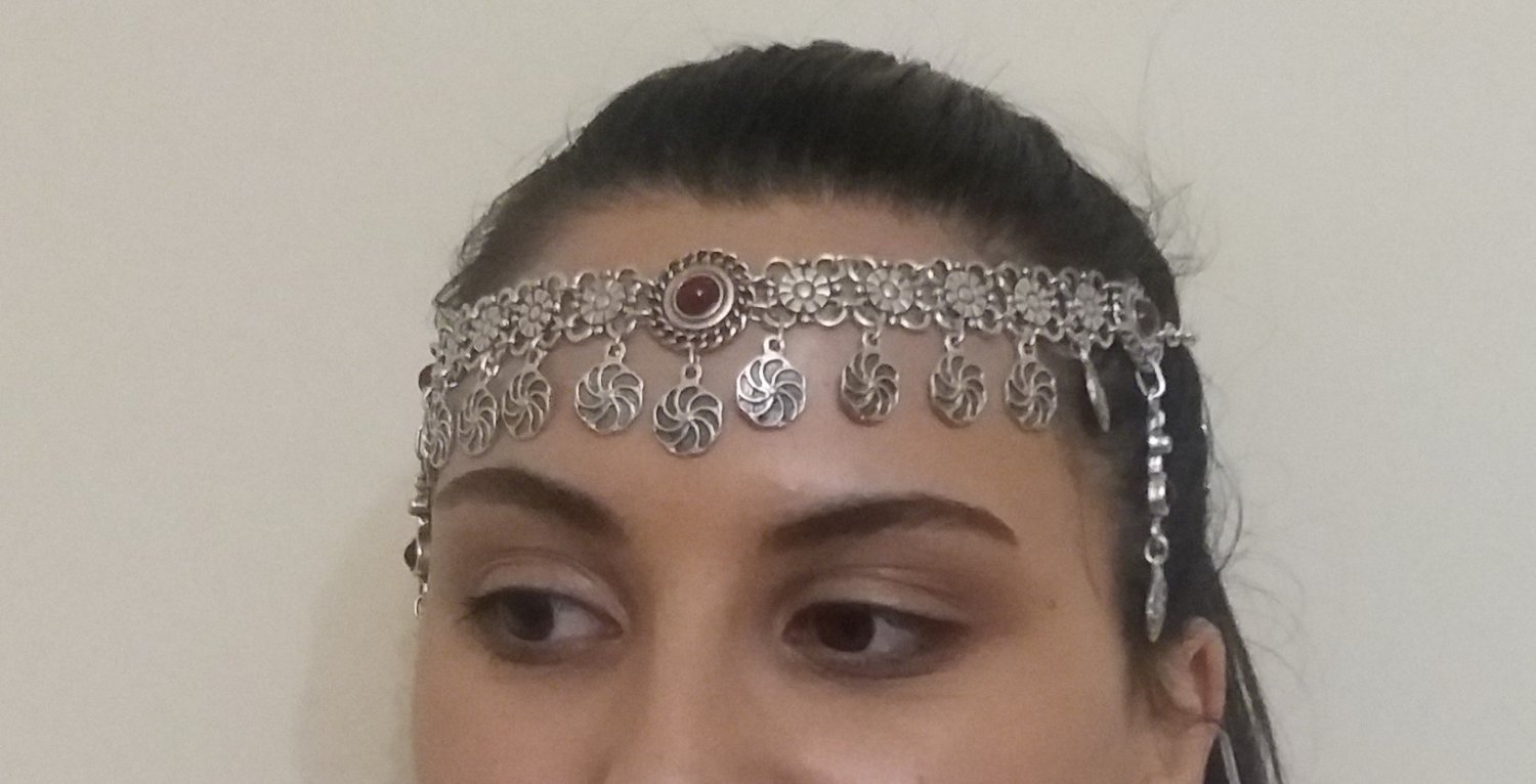 Eternity Forehead Flowery Silver Plated Drop, Armenian Headpieces Drop