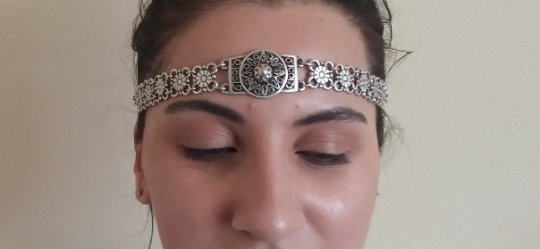 Flowery Central Star Forehead Silver Plated, Armenian Headpieces, Ethnic Headwear