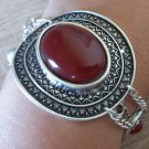 Silver Plated Curved Shaped Oval Chain Link Bracelet, Armenian Bracelet, Ethnic Tribal Bracelet