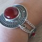 Silver Plated Curved Shaped Oval Chain Link Bracelet, Armenian Bracelet, Ethnic Tribal Bracelet