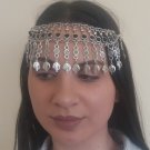 Black Onyx Pomegranate Forehead Silver Plated Drop, Armenian Headpieces Drop