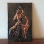 Vintage Embossed Copper Wall Decoration of the Portrait of an Armenian Woman and a Deer