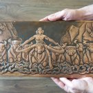 Vintage Embossed Copper Wall Decoration, Armenian Pagan God Riding a Herd of Bulls