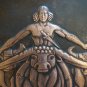 Vintage Embossed Copper Wall Decoration, Armenian Pagan God Riding a Herd of Bulls