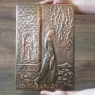 Vintage Embossed Copper Wall Decoration of an Armenian woman at the Water Source, Armenian Chekanka